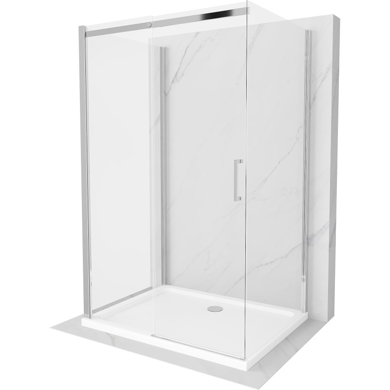 Mexen Omega kabina prysznicowa 3-ścienna, rozsuwana 120x100 cm, transparent, chrom + brodzik Flat 5905315011169