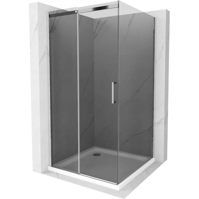 Mexen Omega kabina prysznicowa rozsuwana 100x100 cm, grafit, chrom + brodzik Flat, bialy