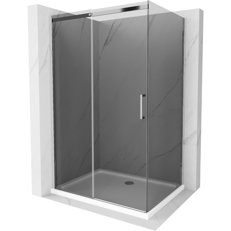 Mexen Omega kabina prysznicowa rozsuwana 110x70 cm, grafit, chrom + brodzik Flat, bialy