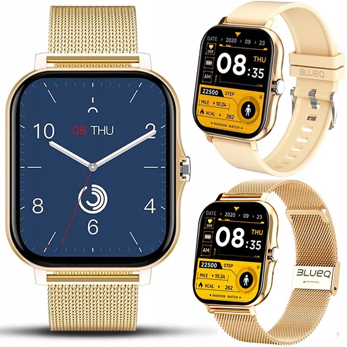 Smartwatch elegancki zegarek opaska DAMSKI WODOODPORNY SPORTOWY MENU PL D18 GOLD