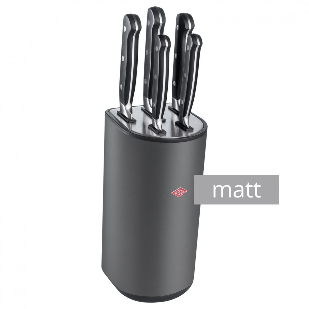 Zestaw 5 noży w bloku grafitowy matt