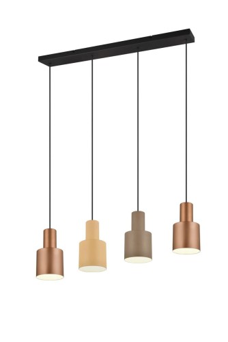 Trio Leuchten Lampa wisząca brązowa z 4-punktowymi światłami w kolorze taupe i beżu - Ans