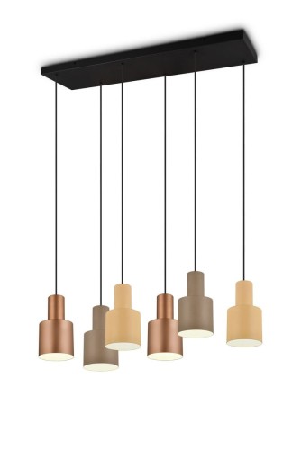 Trio Leuchten Lampa wisząca brązowa z taupe i beżem 6-punktowa - Ans