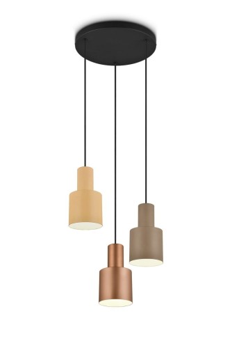 Trio Leuchten Lampa wisząca brązowa z 3 punktami w kolorze taupe i beżu - Ans