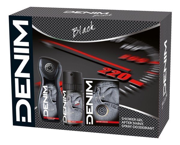 Denim ZESTAW WIATECZNY AFTER SHAVE LOTION 100ML+ DEZODORANT SPRAY 150ML+ ŻEL POD PRYSZNIC 250ML BLACK 8571023555