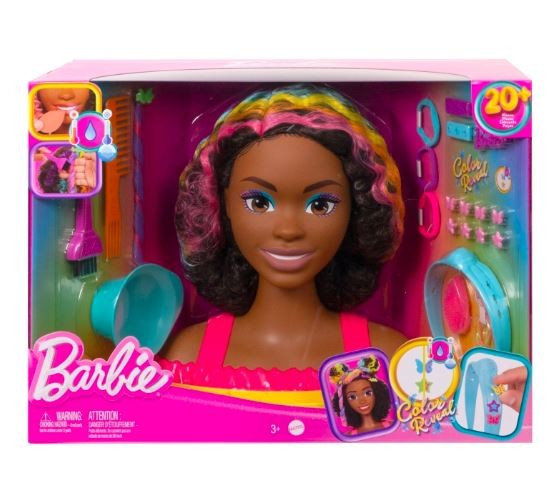 Mattel, Barbie Głowa do stylizacji Neonowa tęcza, kręcone włosy