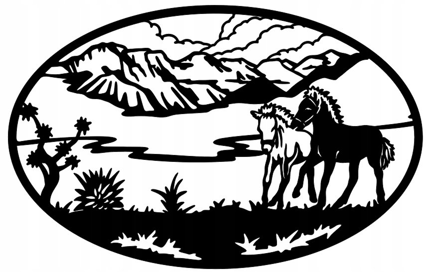 Dekoracja Ścienna Obraz Ażur Pejzaż Konie B101