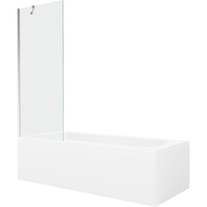 Mexen Vega wanna prostokątna 170 x 70 cm z obudową i parawanem 1-skrzydłowym 70 cm, transparent, chrom 5905315205377