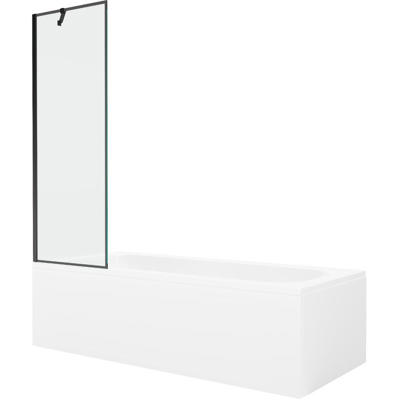 Mexen Vega wanna prostokątna 160 x 70 cm z obudową i parawanem 1-skrzydłowym 60 cm, czarny wzór