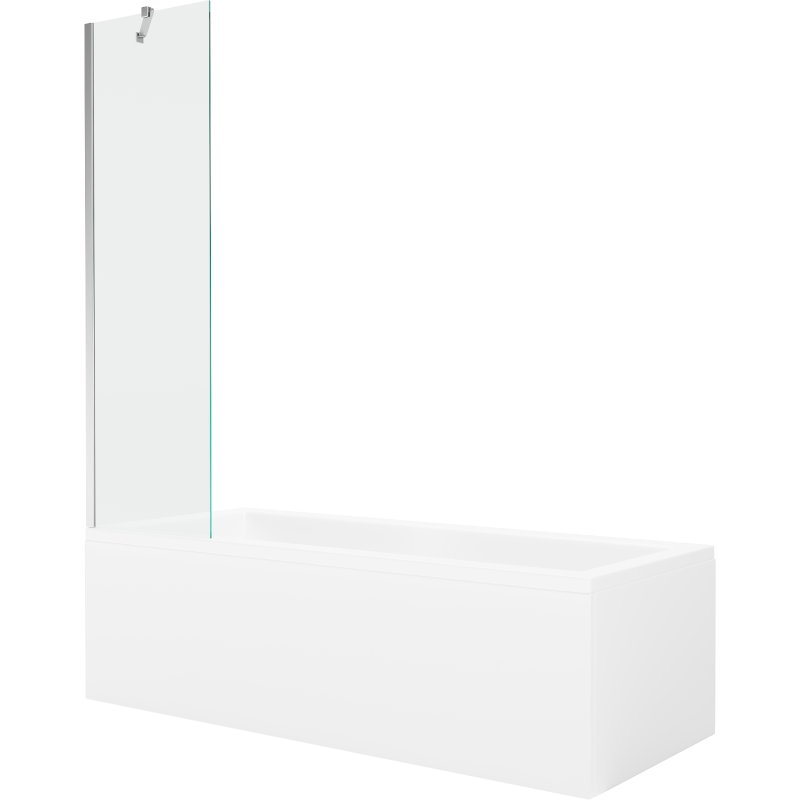 Mexen Cubik wanna prostokątna 170 x 70 cm z obudową i parawanem 1-skrzydłowym 50 cm, transparent, chrom - 550317070X9505000001