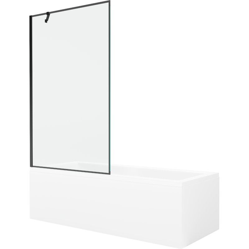 Mexen Cubik wanna prostokątna 160 x 70 cm z obudową i parawanem 1-skrzydłowym 100 cm, czarny wzór - 550316070X9510007070