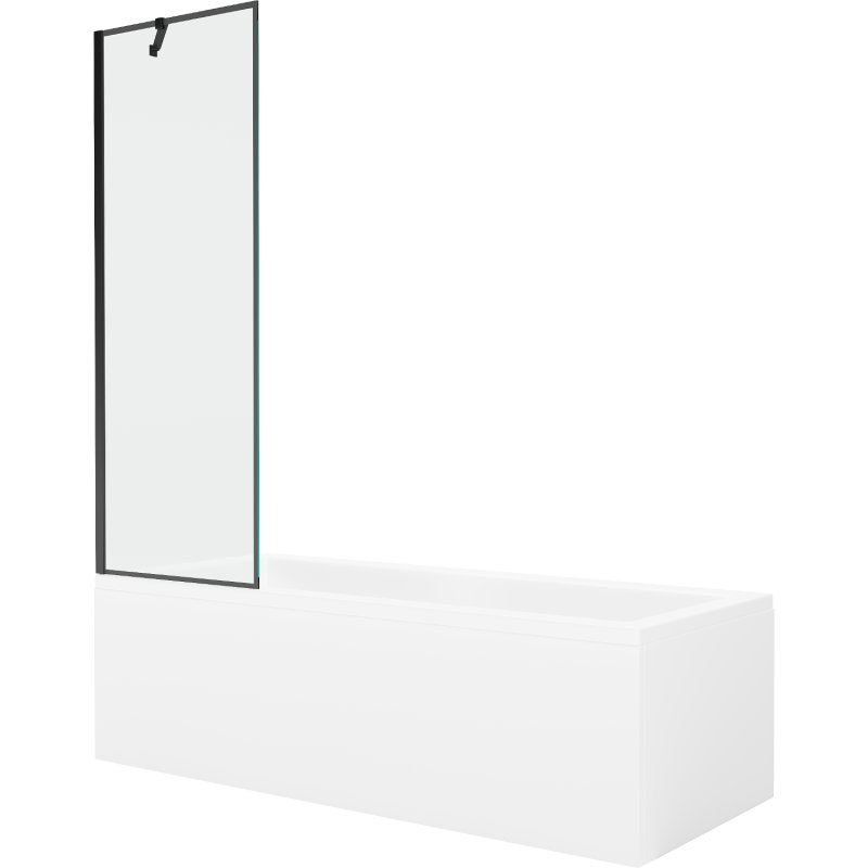 Mexen Cubik wanna prostokątna 170 x 70 cm z obudową i parawanem 1-skrzydłowym 60 cm, czarny wzór
