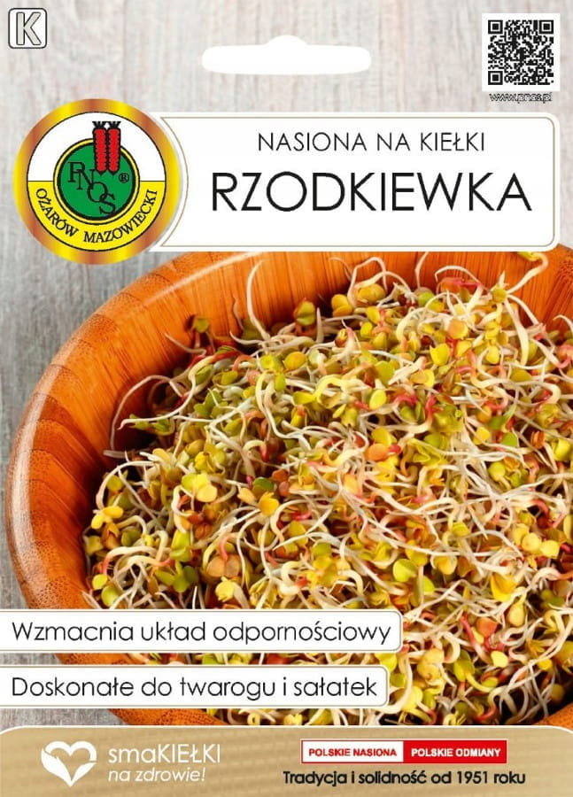Nasiona na kiełki rzodkiewka z systemem tradycyjnym