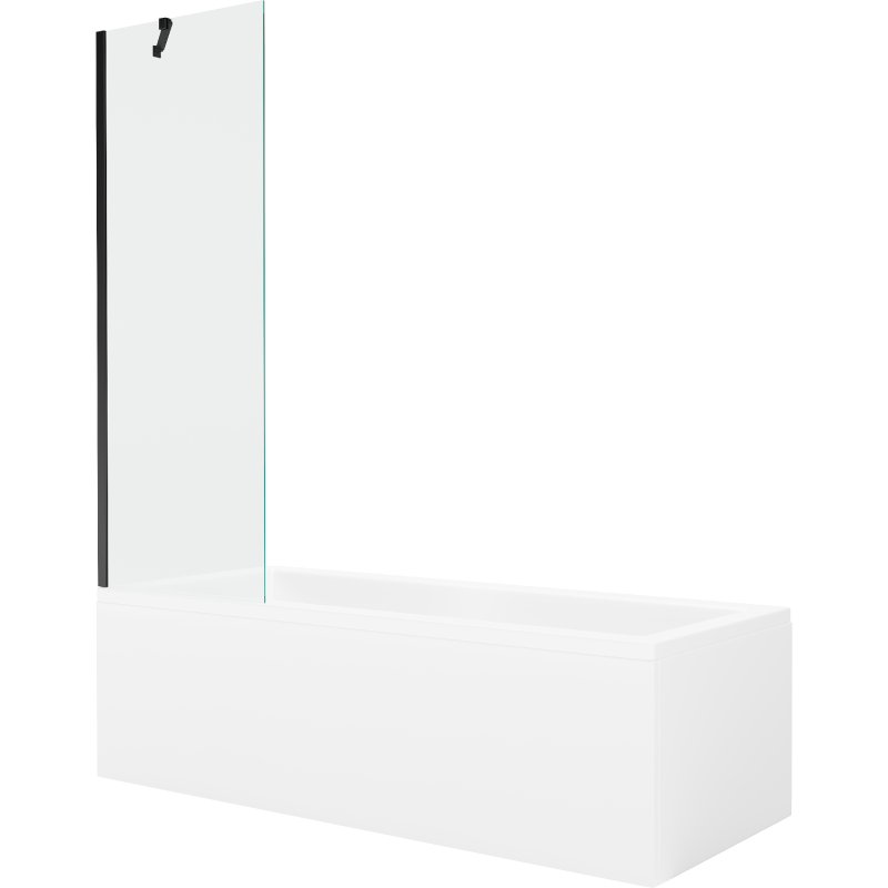 Mexen Cubik wanna prostokątna 170 x 70 cm z obudową i parawanem 1-skrzydłowym 60 cm, transparent, czarny