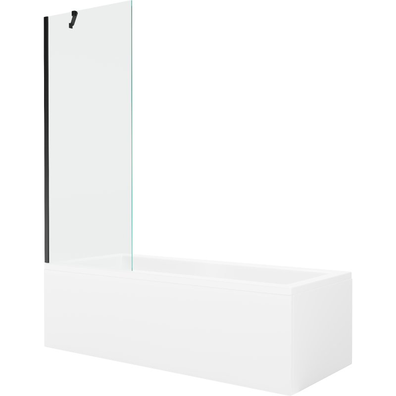 Mexen Cubik wanna prostokątna 170 x 70 cm z obudową i parawanem 1-skrzydłowym 70 cm, transparent, czarny