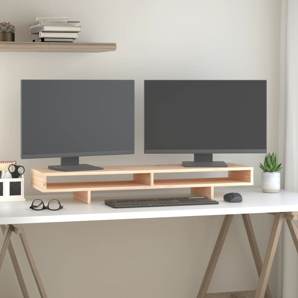 vidaXL Podstawka na monitor, 100x27x14 cm, lite drewno sosnowe