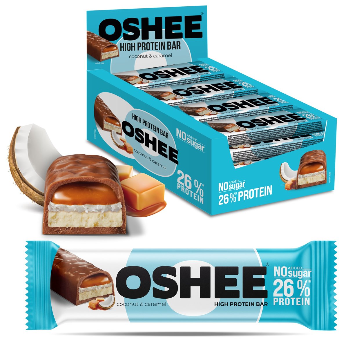 12x Baton proteinowy Oshee kokos i karmel 48g