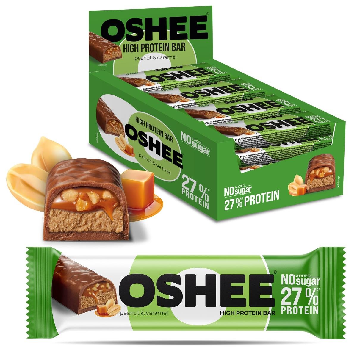 12x Baton proteinowy OSHEE orzechy i karmel 49g