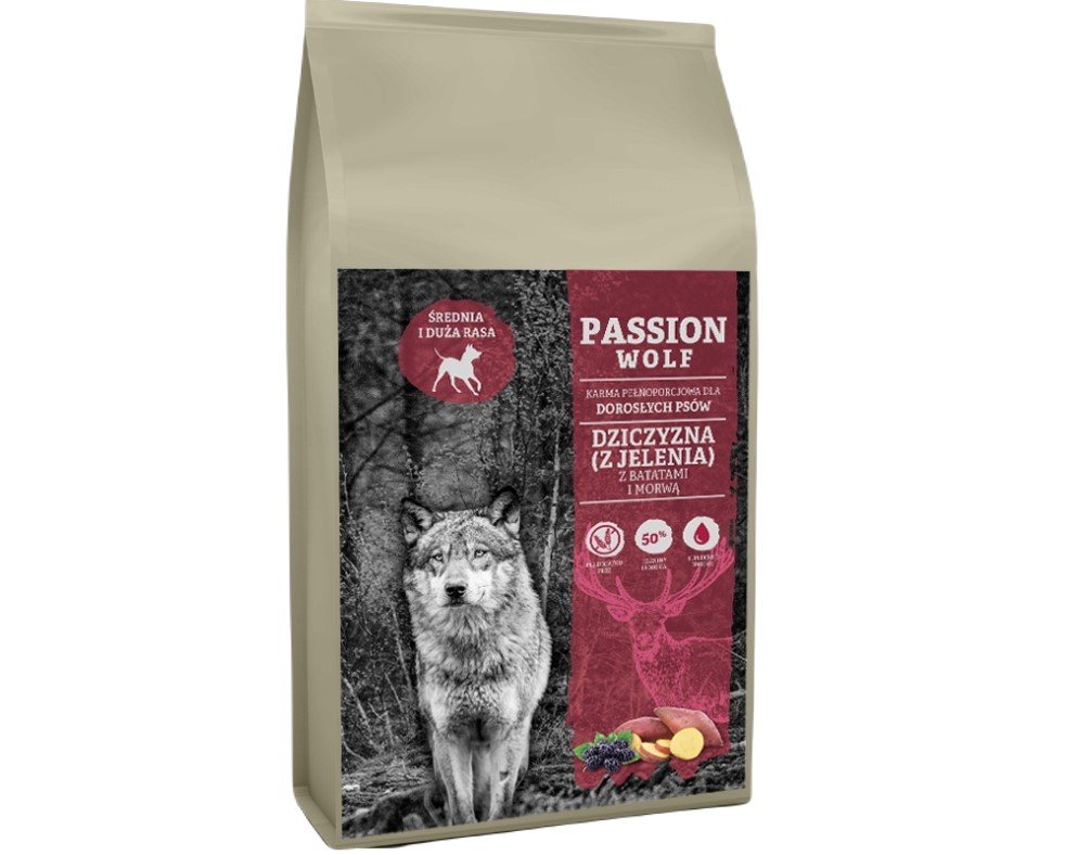 KARMA DLA PSA PASSION WOLF DZICZYZNA JELEŃ BATAT 12KG