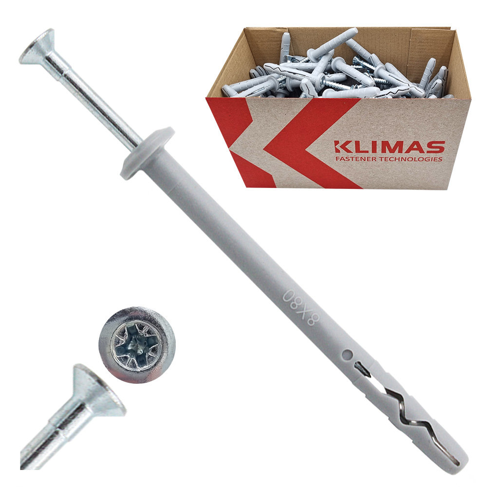 KOŁKI SZYBKIEGO MONTAŻU Z KOŁNIERZEM 8x80 100 szt