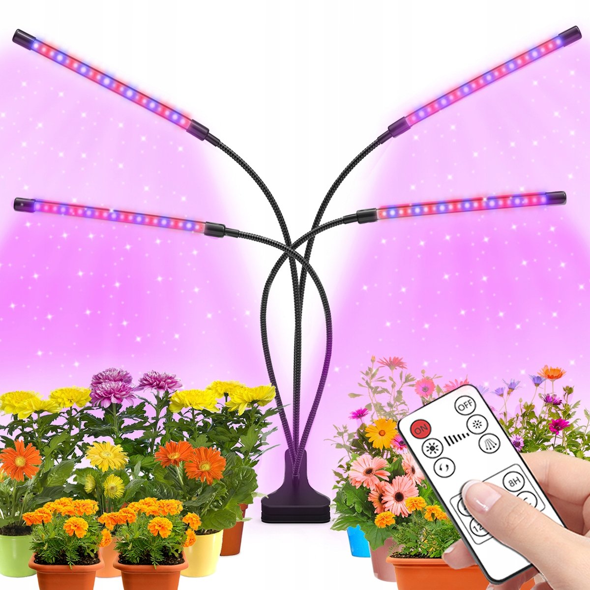 4 x Lampa do Wzrostu Roślin 80 LED Timer + Pilot 4 głowy 4X-G100