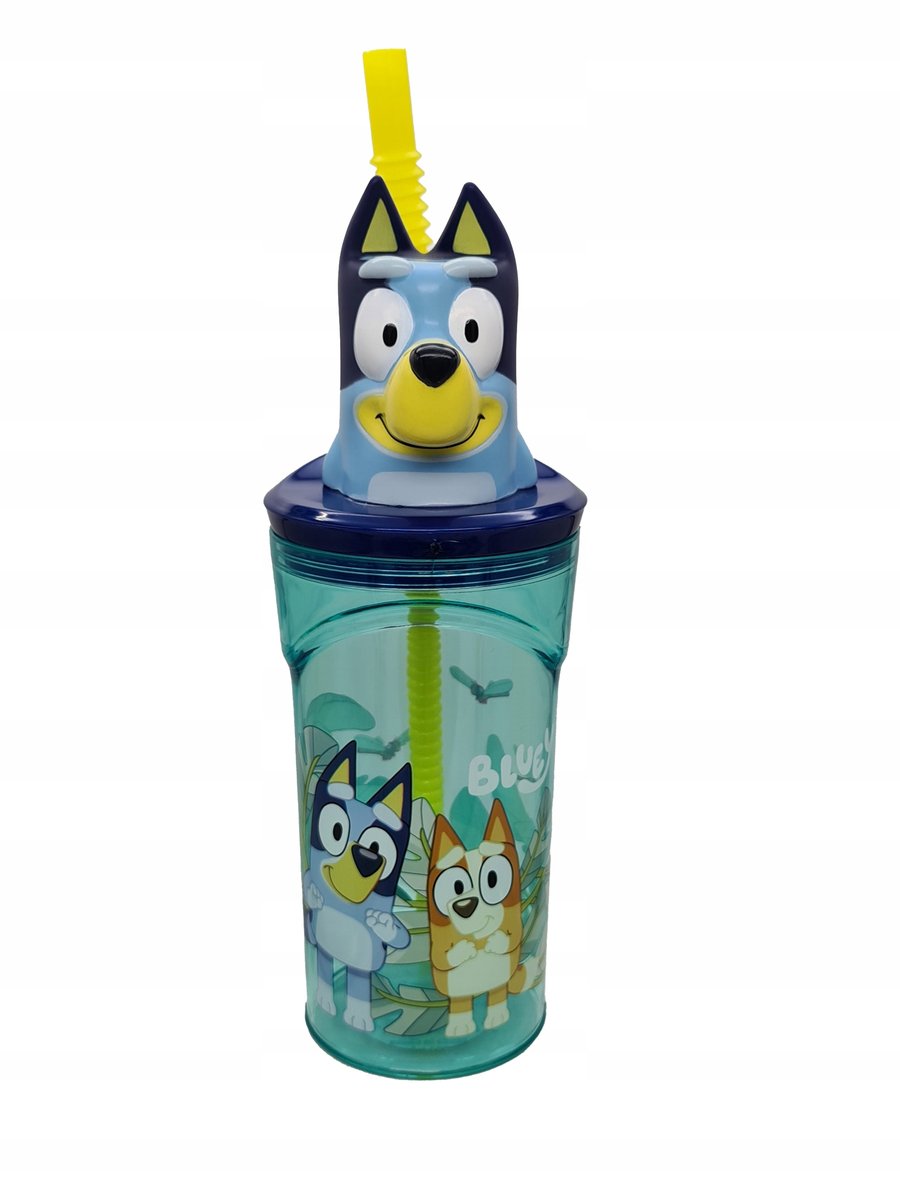 Bluey I Bingo Pieski Kubek Ozdobny Ze Słomką 3D 360 Ml Na Prezent