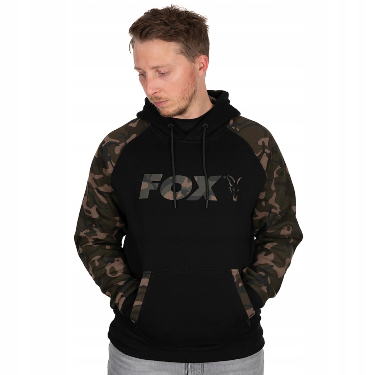 BLUZA WĘDKARSKA FOX BLACK RAGLAN HOODIE R. XXL