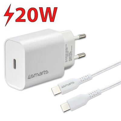 4smarts 4smarts Zestaw szybkiego ładowania 20 W z kablem USB-C o długości 1,5 m do USB-C, 4S465585 4S465585