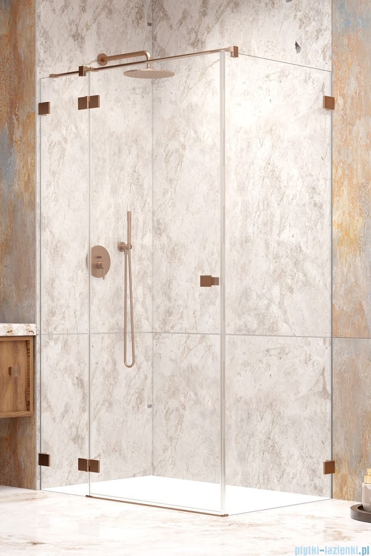 Radaway Essenza Pro Brushed Copper  Kdj kabina 100x100 cm lewa szczotkowana miedź 10097100-93-01L/10098100-01-01