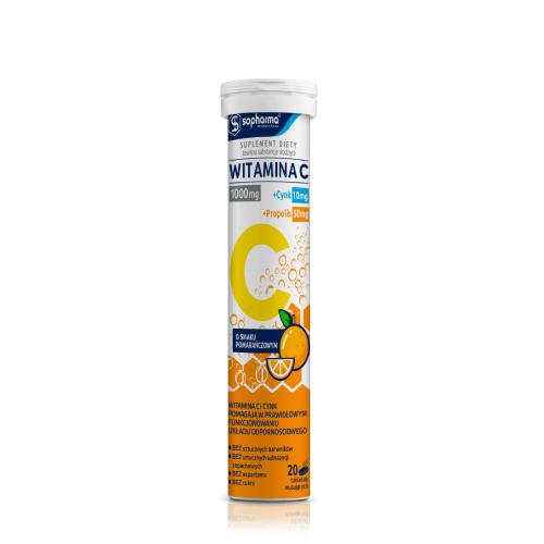 WITAMINA C 1000mg + Cynk 10mg + Propolis 50mg smak pomarańczowy, 20tabl. musujących