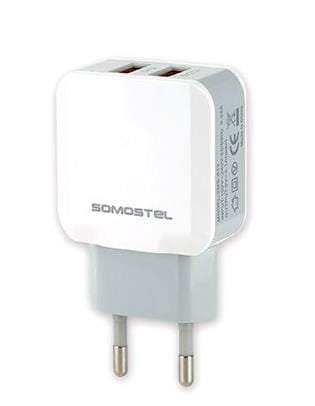 SOMOSTEL SOMOSTEL ŁADOWARKA SIECIOWA 2.1A BIAŁA SOMOSTEL 2100MAH 2XUSB DUAL SMS-A13 SMS-A13 SMS-A13