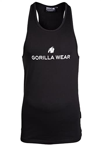 Gorilla Wear - Carter Stretch Tank Top – czarny – kulturystyka, sport, na co dzień, na czas wolny, z nadrukiem logo, lekki i wygodny dla optymalnego ruchu, wykonany z bawełny i elastanu