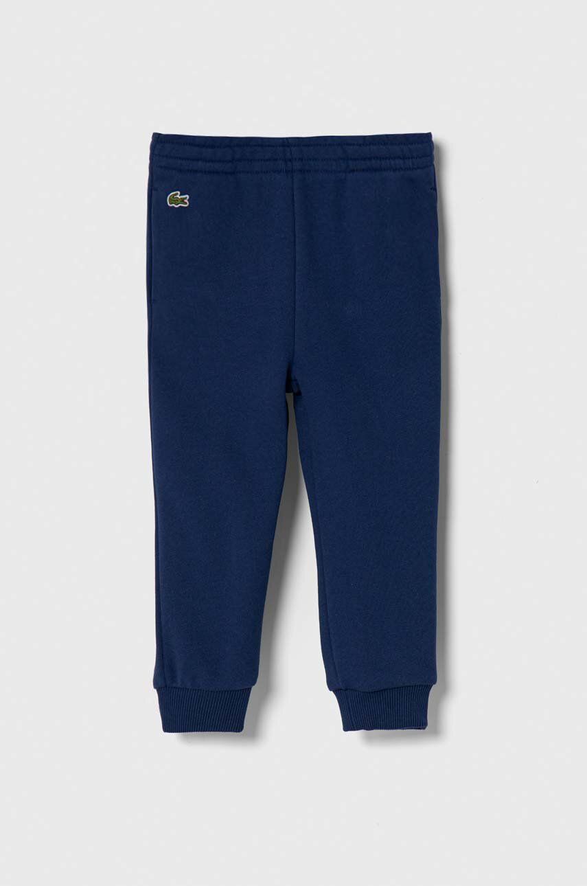 Lacoste spodnie dresowe bawełniane dziecięce kolor niebieski z aplikacją