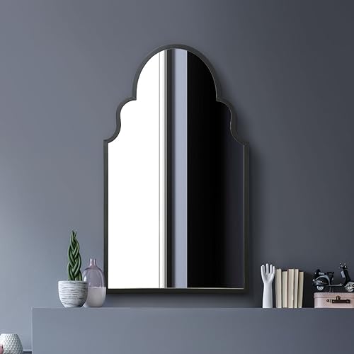 MirrorOutlet The Arcus - czarne metalowe oprawione nowoczesne łukowe lustro ścienne 104 x 61 cm (104 cm x 61 cm) czarna ramka