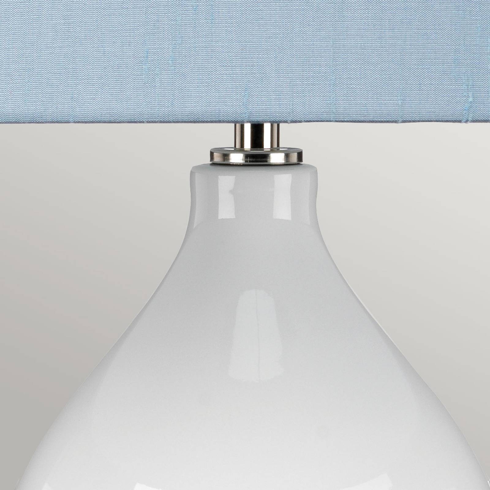 Elstead Tekstylna lampa stołowa Isla nikiel/niebieska