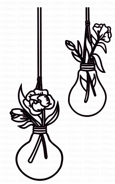 Nowoczesna Dekoracja Ażurowa Kwiaty W Żarówce S106