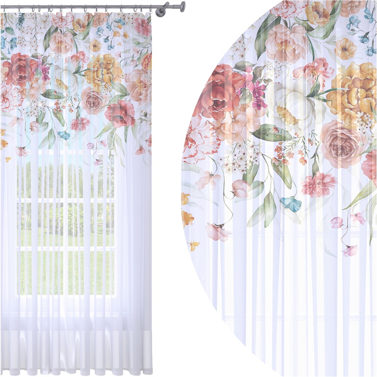 Firana Gotowa 140X250 Woal Barwiona Wzór Na Żabki