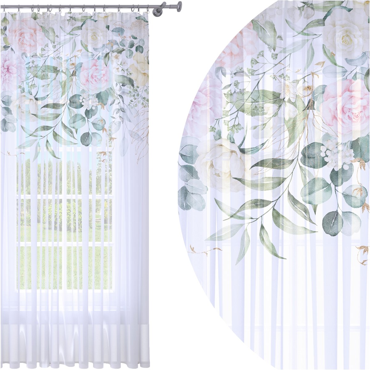 Firana Gotowa 140X250 Woal Barwiona Wzór Na Żabki