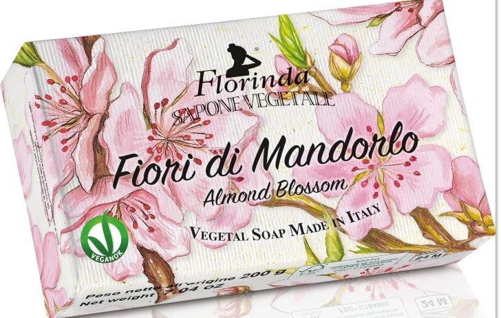 Florinda naturalne mydło roślinne 200 g, ręcznie robione, zapach kwiat migdałowca