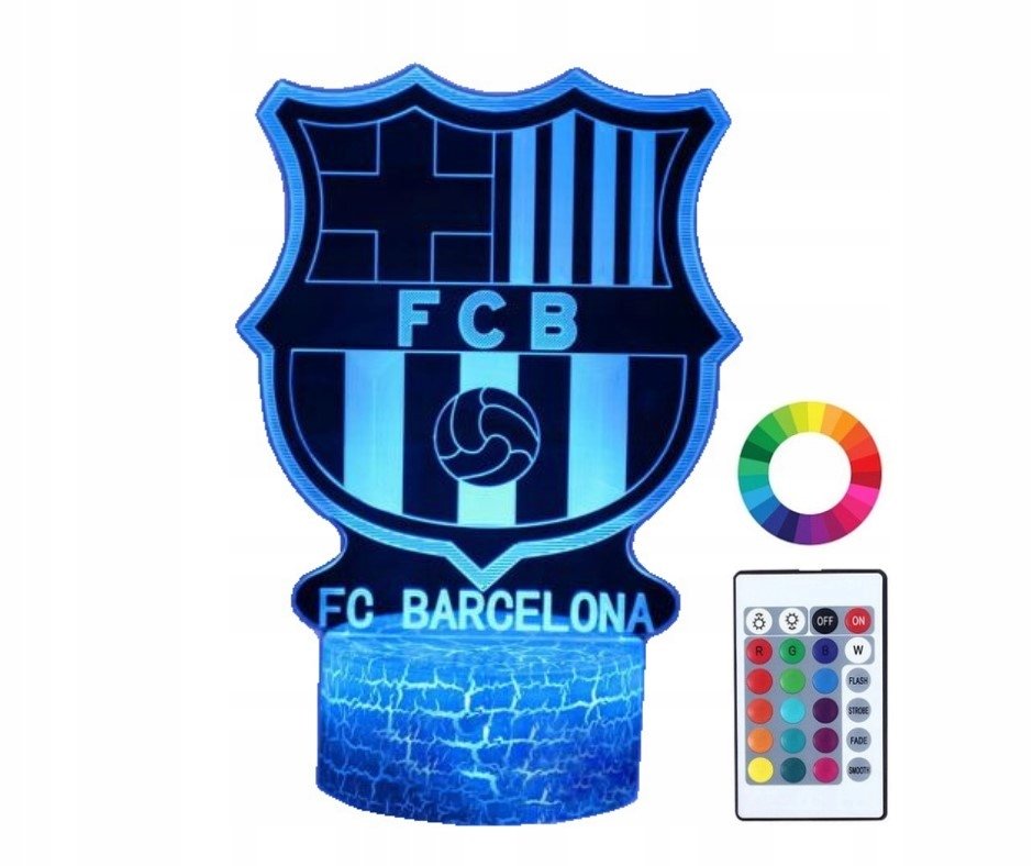Lampka Nocna Dla Dzieci Fc Barcelona Herb Led 3D