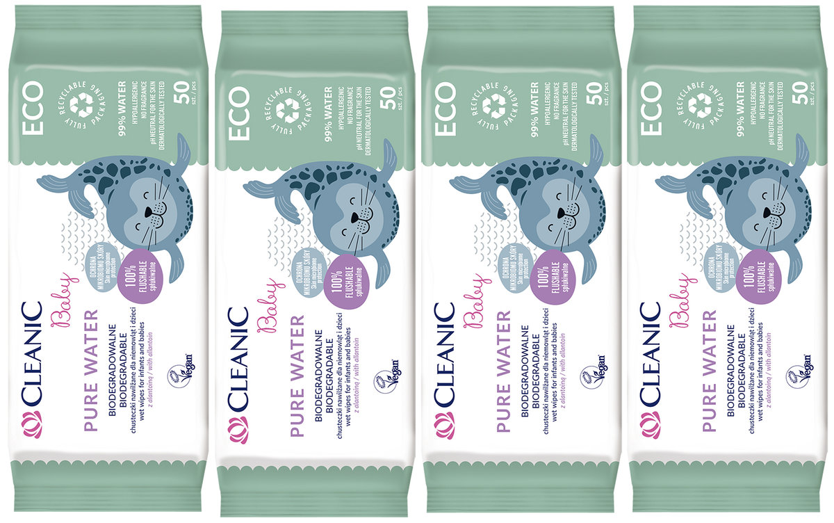 Chusteczki nawilżane Cleanic Baby ECO Pure Water 50 szt. x 4
