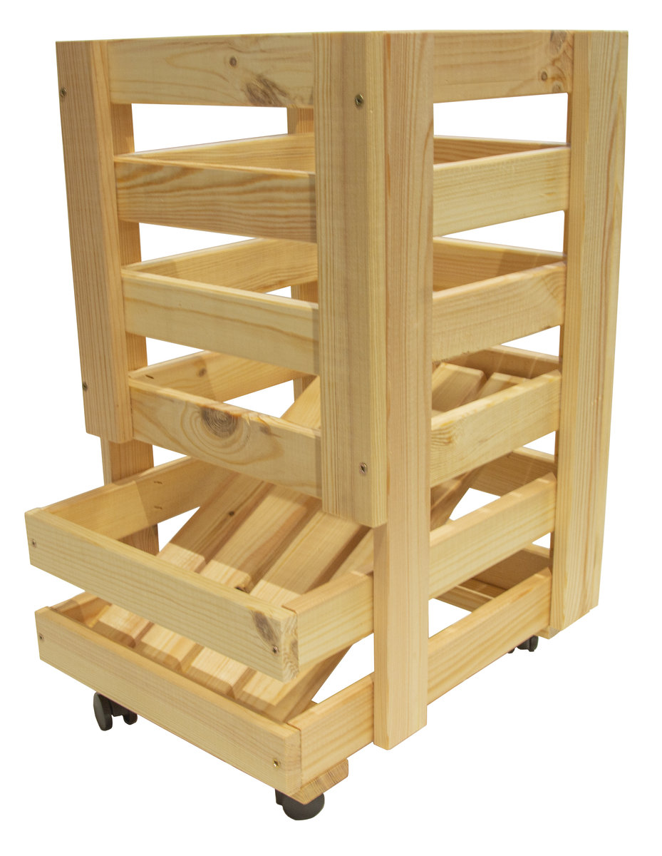 Drewniana skrzynka na ziemniaki 30x37x51 cm na kółkach