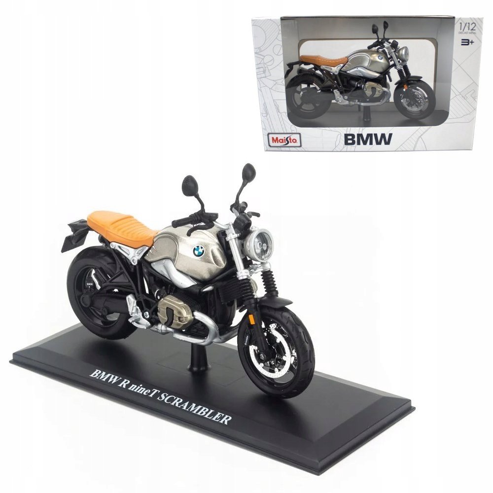 BMW R nineT Scrambler model z podstawką skala 1:12 Maisto