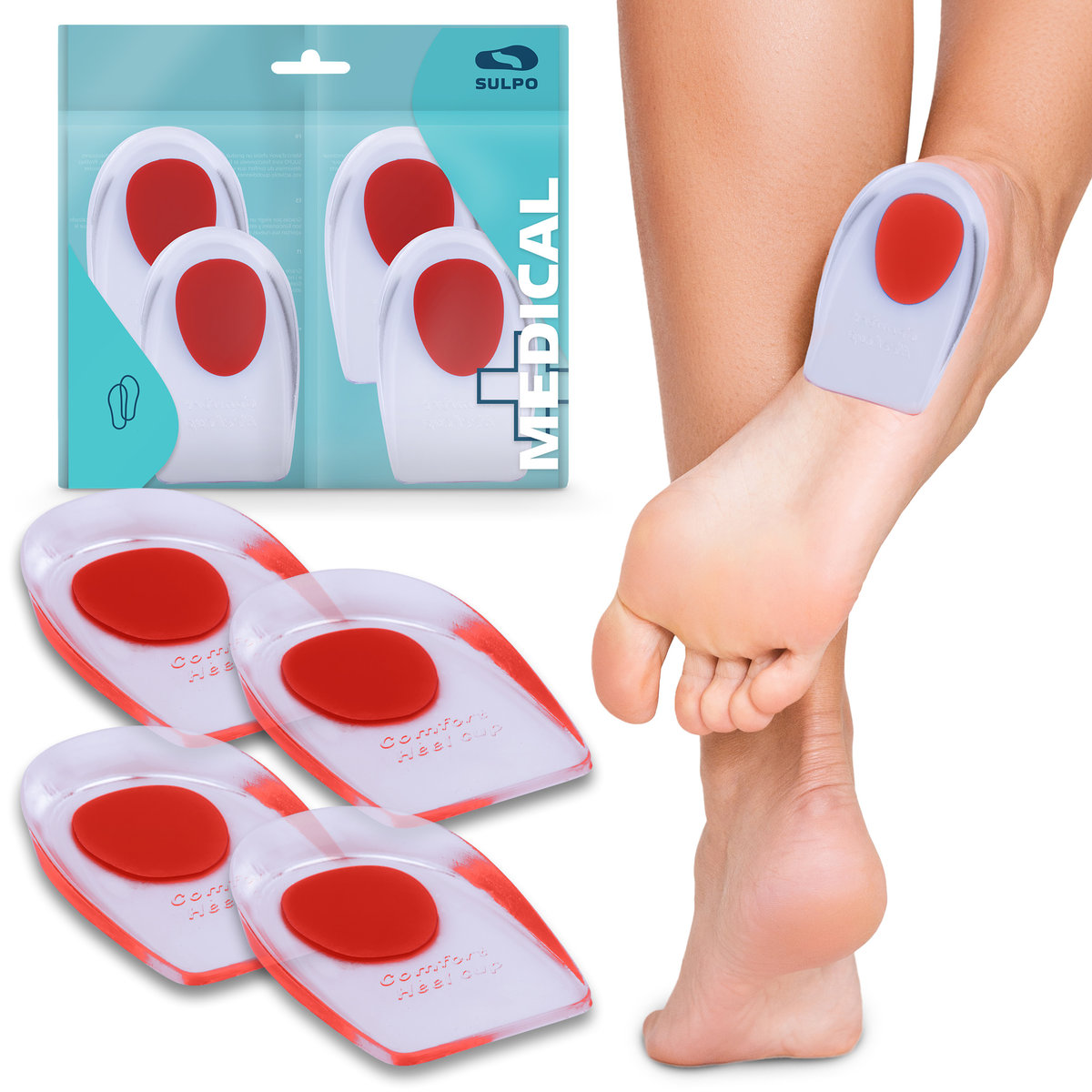 Podpiętki żelowe wkładki do butów na ostrogi piętowe rozmiar 36-39