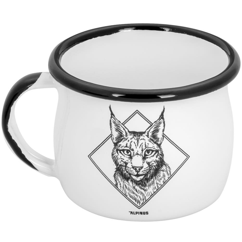 Alpinus Kubek emaliowany Alpinus 280 ml ryś biały