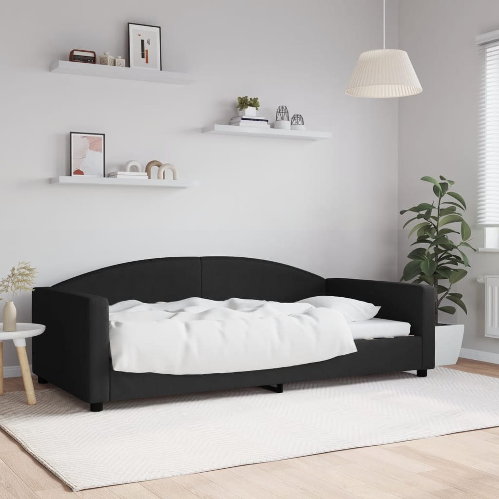 Sofa z funkcją spania, czarna, 100x200 cm, obita tkaniną Lumarko!