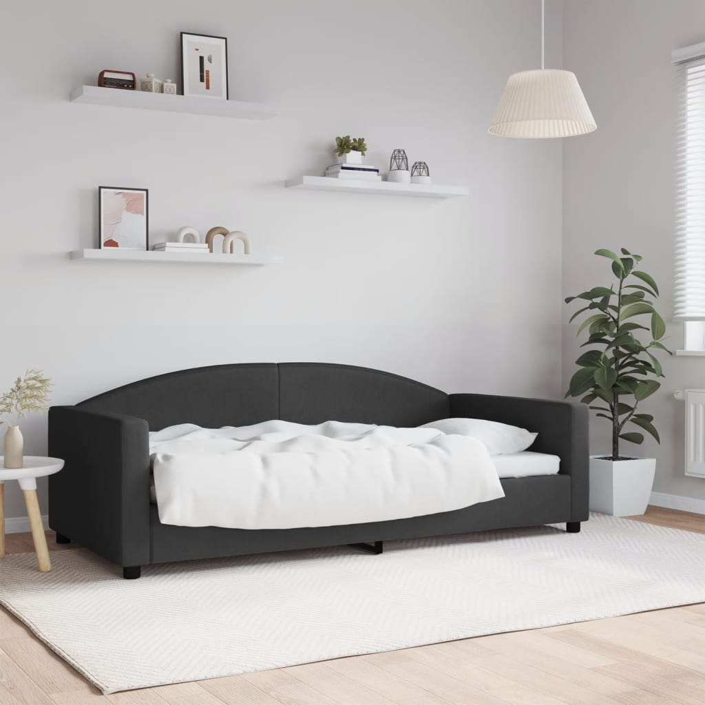 Sofa z funkcją spania, czarna, 90x190 cm, obita tkaniną Lumarko!
