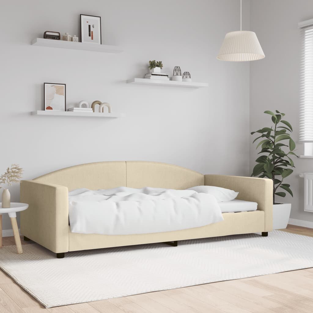 Sofa z funkcją spania, kremowa, 100x200 cm, obita tkaniną Lumarko!