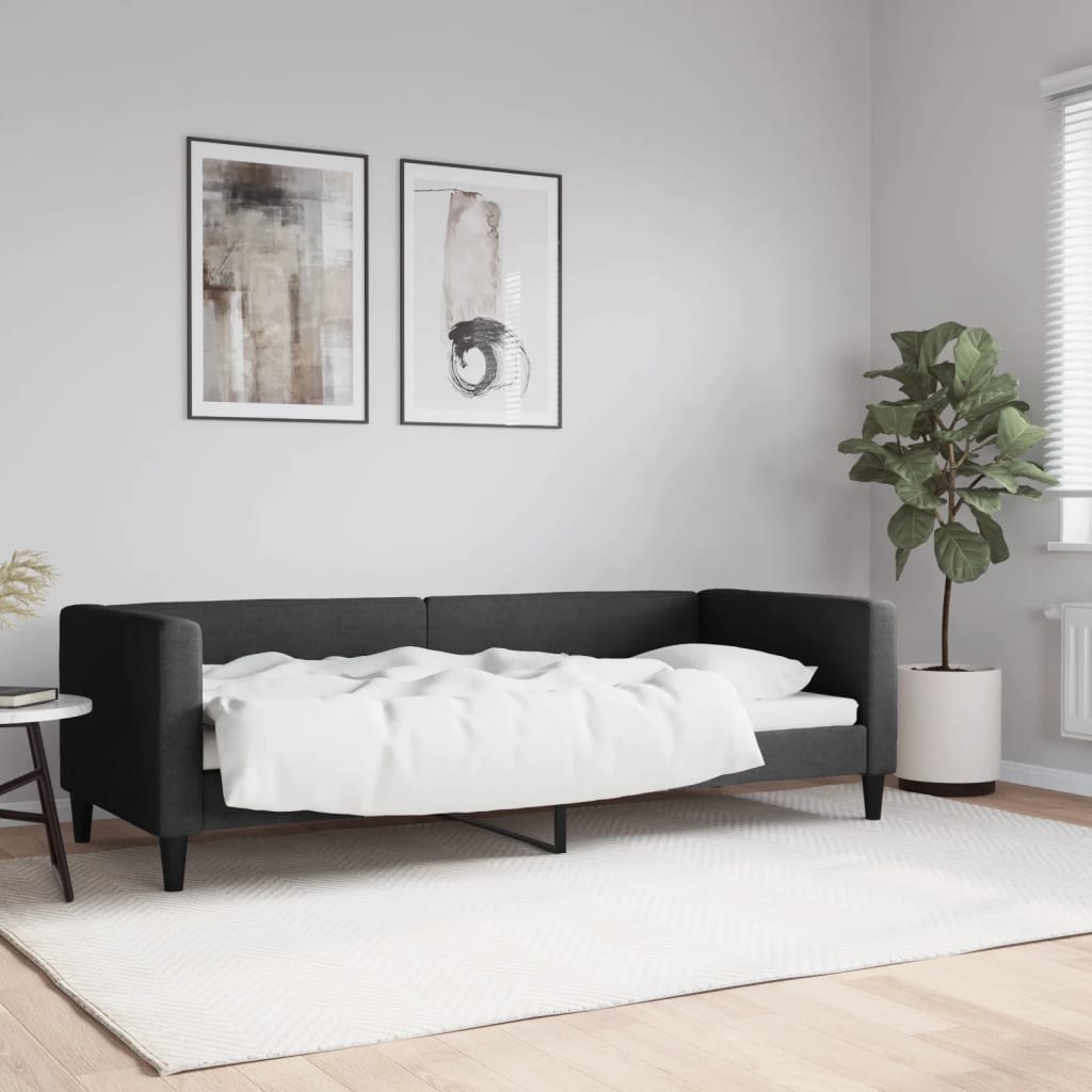 Sofa z funkcją spania, czarna, 80x200 cm, obita tkaniną Lumarko!