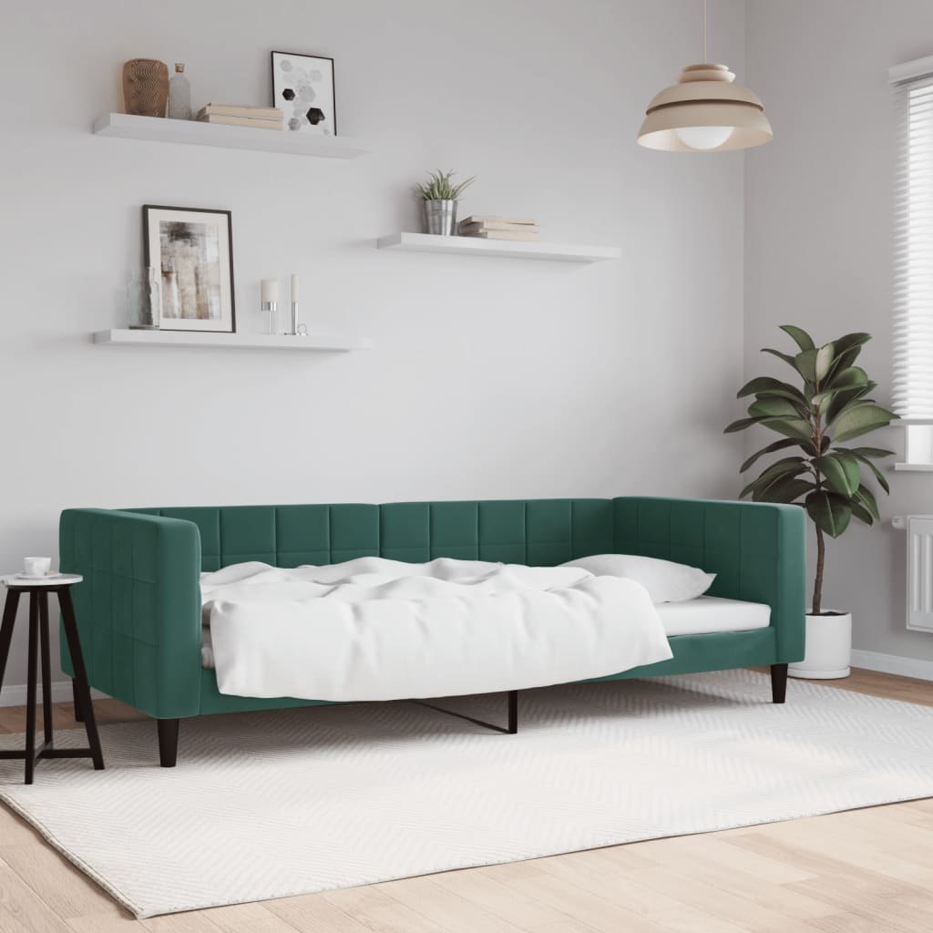 Sofa z funkcją spania, ciemnozielona, 90x200 cm, aksamitna Lumarko!